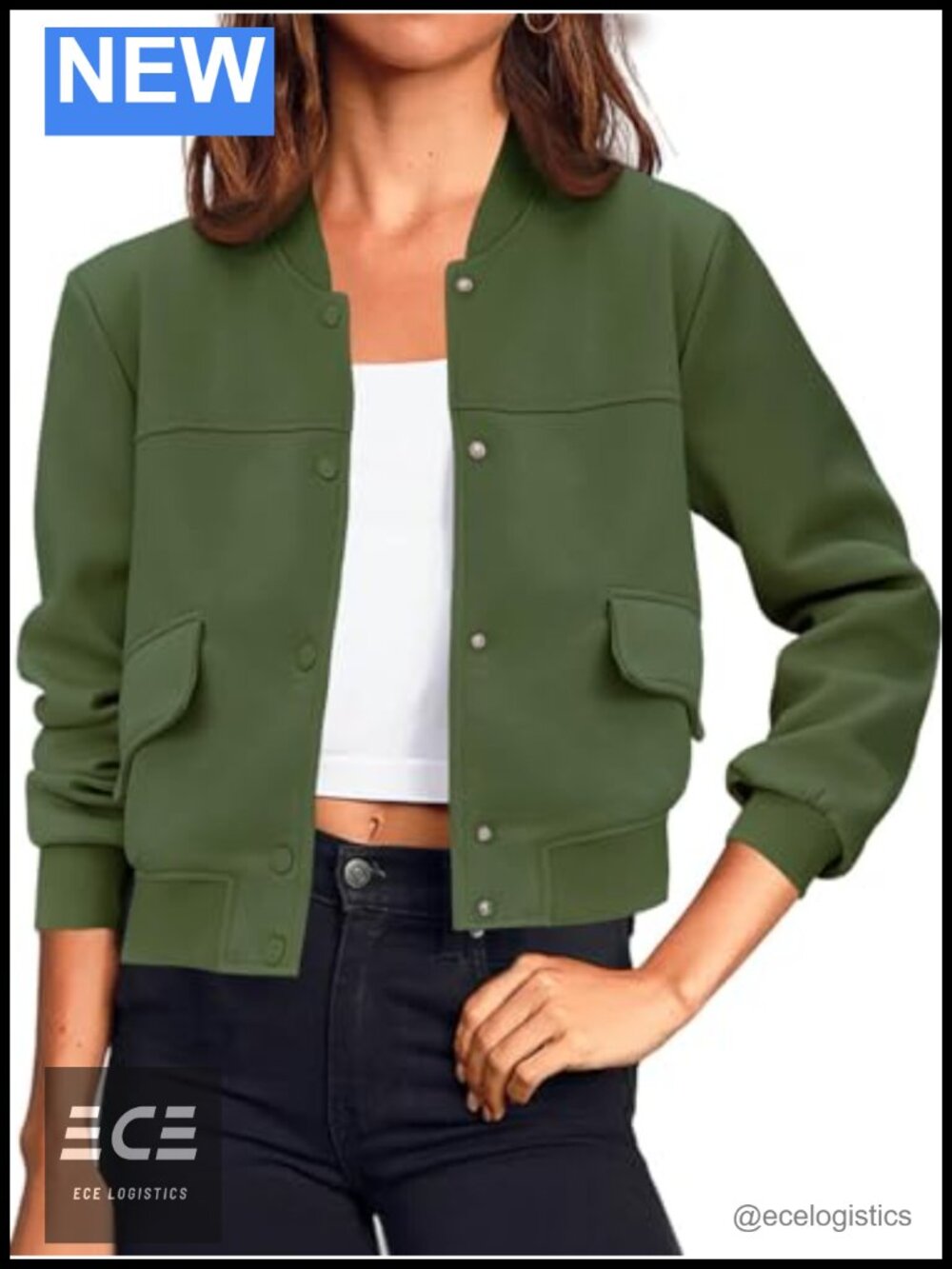 Cropped Bomber Jacket Button Down Varsity Shacket
